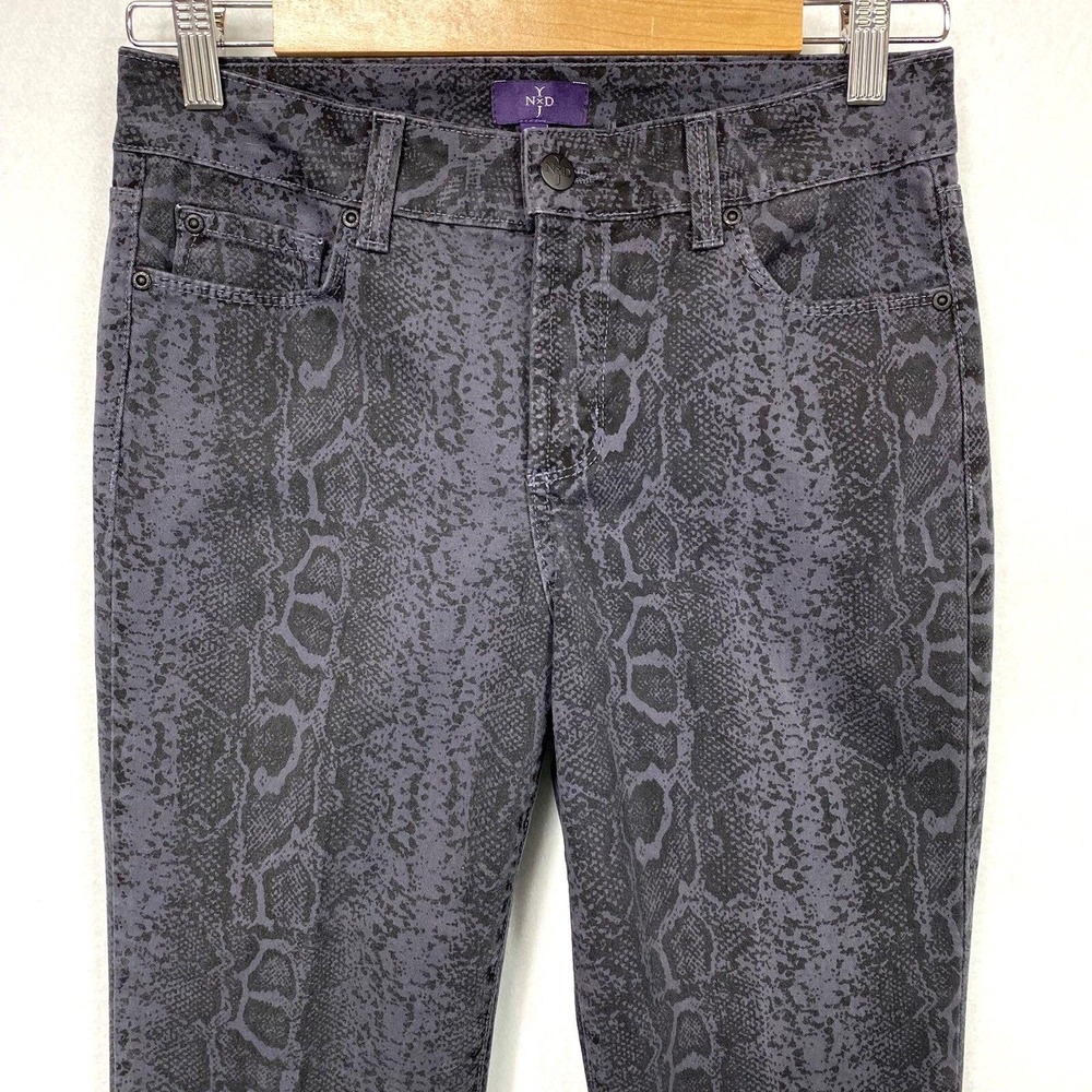 NYDJ Women 2 Skinny Jeans Purple Gray Snakeskin Lift Tuck Stretch